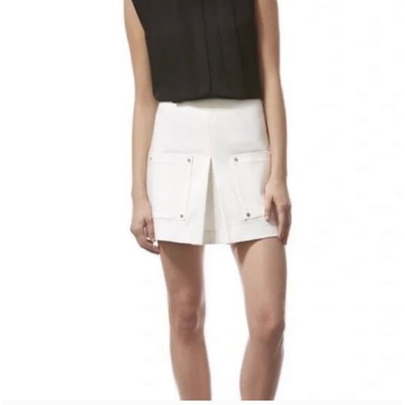 Nwt Veronica Beard White Patch Pocket Mini Skirt Size 6 - Picture 1 of 10